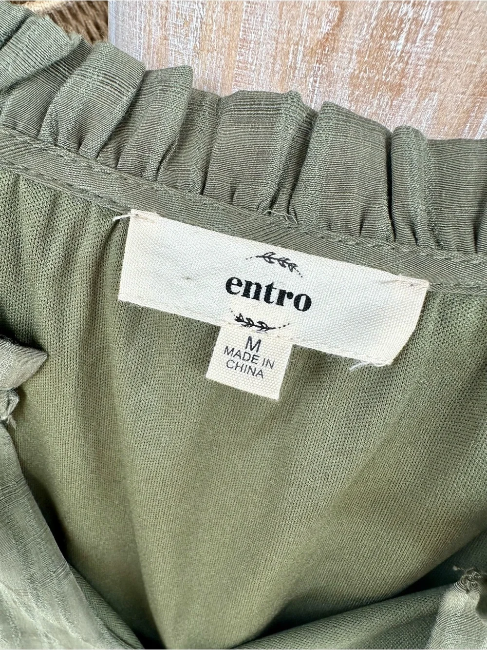 entro Olive Green Tiered Midi Dress with Flutter Sleeves